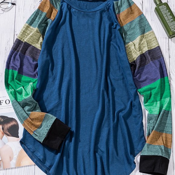 π New Navy Colorful Sleeves Top - Picture 8 of 9